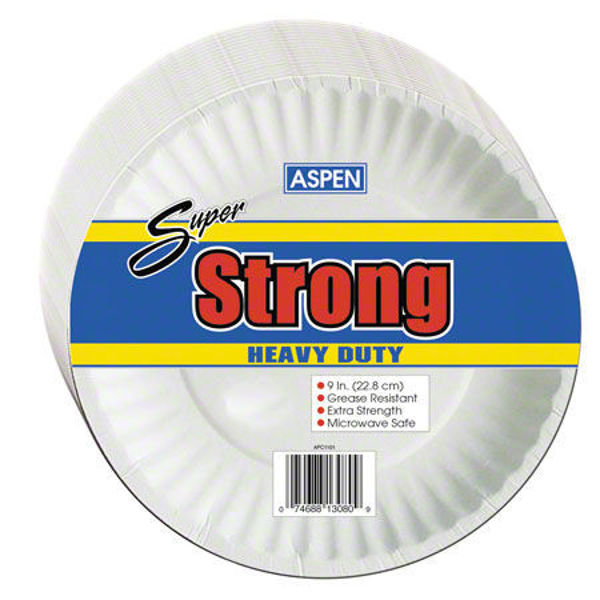 Picture of SUPER STRONG 9" COATED PAPER PLATE - WHITE - 1/600 CASE