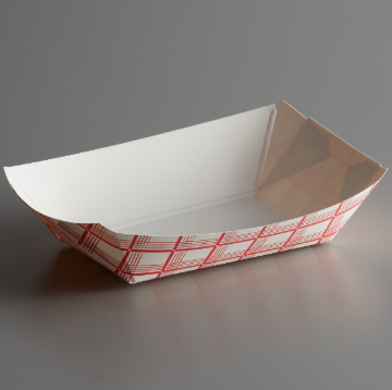 Picture of FOOD TRAY #200 (2 LB.) - RED PLAID - 4X250 (1,000) PER CASE