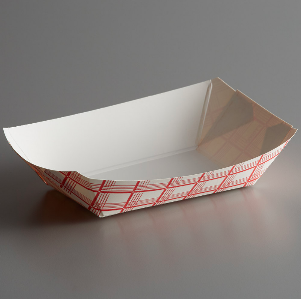 Picture of FOOD TRAY #200 (2 LB.) - RED PLAID - 4X250 (1,000) PER CASE