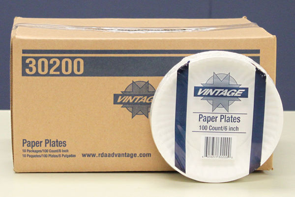 Picture of 6" UNCOATED PAPER PLATE - WHITE - 10/100 CASE