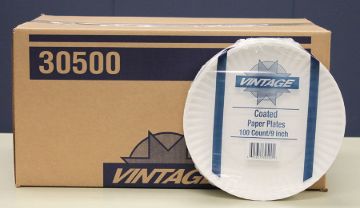 Picture of 9" COATED PAPER PLATE - WHITE - 10/100 CASE