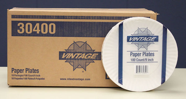 Picture of 9" UNCOATED PAPER PLATE - WHITE - 10/100 CASE