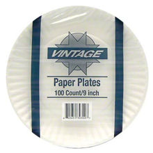 Picture of VINTAGE 9" COATED PAPER PLATE - WHITE - 10/100 CASE