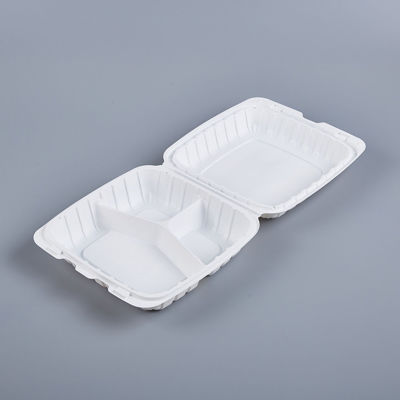 Picture of PP WHITE 3 COMPARTMENT HINGED CONTAINER - 9"X9" -  150PCS/CS - 70 G