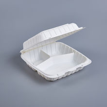 Picture of PP WHITE 3 COMPARTMENT HINGED CONTAINER - 9"X9" -  150PCS/CS