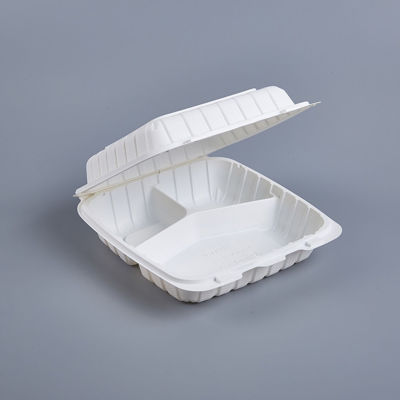 Picture of PP WHITE 3 COMPARTMENT HINGED CONTAINER - 9"X9" -  150PCS/CS - 70 G