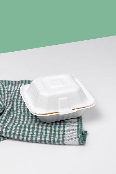Picture of WHITE CLAMSHELL BOX 6" X 6" X 3" - 1 CMPT - 10 / 50 CS