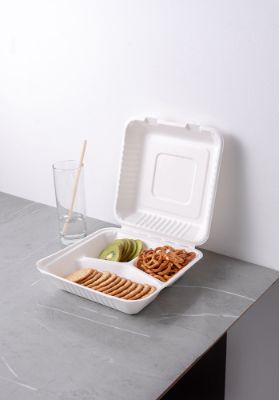 Picture of WHITE CLAMSHELL BOX 9" X 9" X 3" - 3 CMPT - 2 / 100 CS