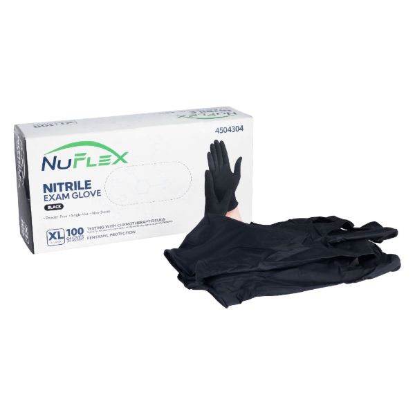 Picture of BLACK NITRILE 5 MIL POWDER FREE EXAM GLOVES - CHEMO & FENTANYL RATED - X-LARGE - 10/100 PER CASE