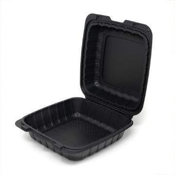 Picture of MFPP - 7.5"X7.5"X2.6" - 1 COMPARTMENT - BLACK - HINGED CONTAINER -  150 PER CASE