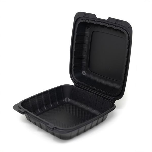 Picture of MFPP - 7.5"X7.5"X2.6" - 1 COMPARTMENT - BLACK - HINGED CONTAINER -  150 PER CASE