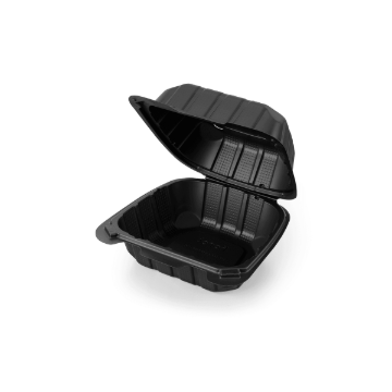Picture of MFPP - 6"X6"X3" - 1 COMPARTMENT - BLACK - HINGED CONTAINER -  250 PER CASE