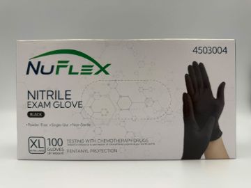 Picture of BLACK NITRILE POWDER FREE EXAM GLOVES - CHEMO & FENTANYL RATED - 3.5 MIL - X-LARGE - 10/100 PER CASE
