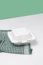 Picture of WHITE CLAMSHELL BOX 6" X 6" X 3" - 1 CMPT - 10 / 50 CS